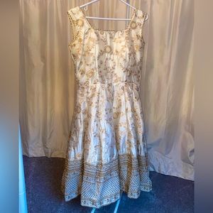 SOLD❣️Silk Anarkali Indian Pajami Suit White and Gold Dress